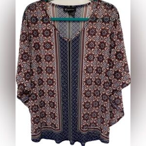 INC International Concepts Boho Kimono Sleeve Blouse Festival Flowy Resort Sz 1X